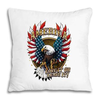 America Love It Or Leave It Patriotic Eagle Mens Back Print Pillow | Mazezy