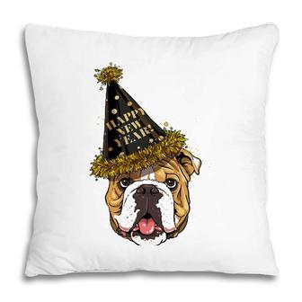 American Bulldog Happy New Year 2023 Dog New Years Eve Party Pillow | Mazezy