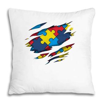 Autism Awareness Power Superhero Puzzle Piece Gift Pillow | Mazezy