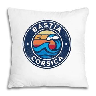 Bastia Corsica Vintage Nautical Waves Design Pillow | Mazezy