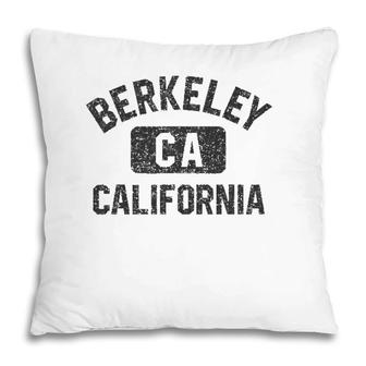 Berkeley California Gym Style Black W Distressed Black Print Pillow | Mazezy