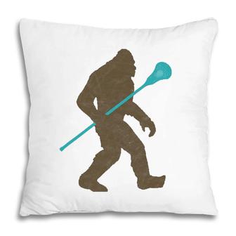 Bigfoot Lacrosse Stick Vintage Funny Lax Pillow | Mazezy