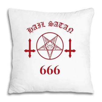 Blood Red Satanic Pentagram Hail Satan 666 Upside Down Cross Pillow | Mazezy