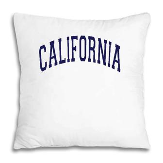 California Varsity Style Navy Blue Text Pillow | Mazezy