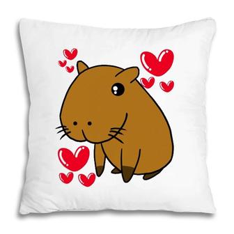 Capybara Lovely Valentines Day Cute Hearts Romantic Gift Pillow | Mazezy