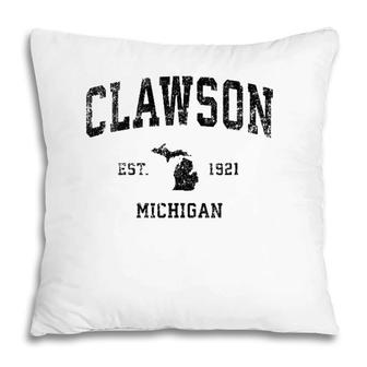Clawson Michigan Mi Vintage Sports Design Black Print Pillow | Mazezy