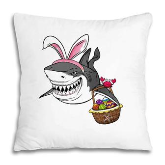 Cool Easter Shark Easter Basket Bunny Ears Happy Easter Pillow | Mazezy