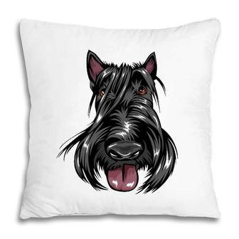 Cool Scottish Terrier Face Dog Pillow | Mazezy