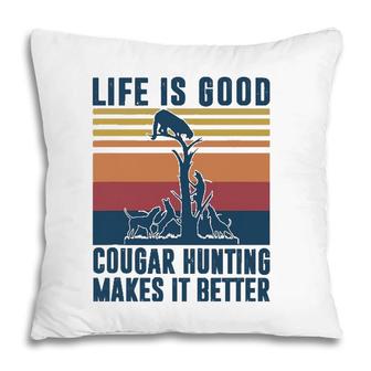 Cougar Hunting Gifts Men Women Mountain Lion Hunter Pillow