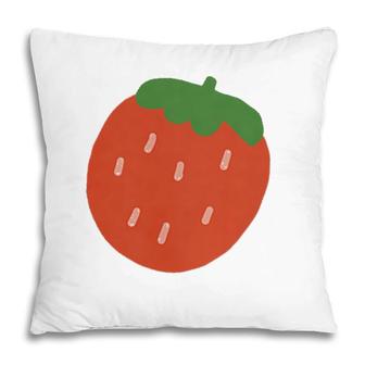 Cute Cottagecore Kawaii Strawberry Aesthetic Pillow | Mazezy