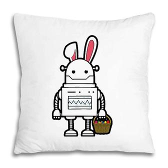 Cute Easter Robot Bunny Easter Day Pillow | Mazezy