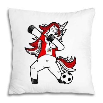Dabbing Soccer Unicorn Peru Peruvians Football Pillow | Mazezy