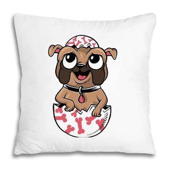 Dog Easter Happy Cute Pug In Easter Egg Pillow | Mazezy