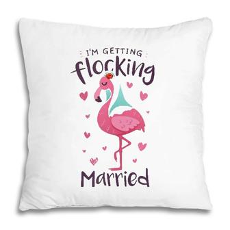 Flamingo Bride Flocking Married Matching Bachelorette Party Pillow | Mazezy