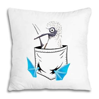 Funny Bird Drawing Fancy Blue Footed Booby In Pocket Pillow | Mazezy