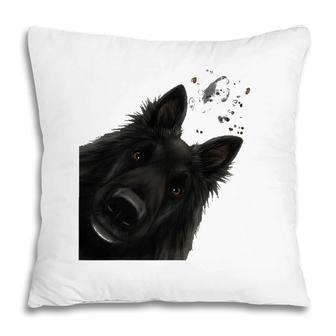 Funny Curious Belgian Shepherd Dog Groenendael Pillow | Mazezy