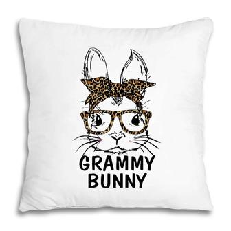 Grammy Bunny Face Leopard Print Glasses Easter Day Pillow | Mazezy
