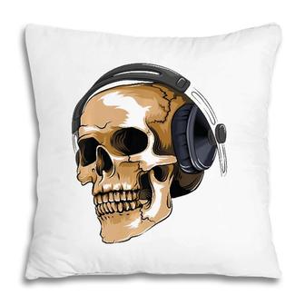 Headphone Skull Electronic Hard Style Musician Gift Pillow | Mazezy