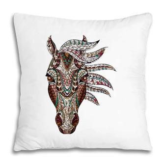 Horse Tribal Abstract Art Native American Geometric Horse Pillow | Mazezy CA
