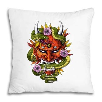 Japanese Oni Demon Mask Devil Ancient Japan Samurai Ninja Pillow | Mazezy