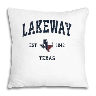 Lakeway Texas Tx Vintage State Flag Sports Navy Design Pillow | Mazezy