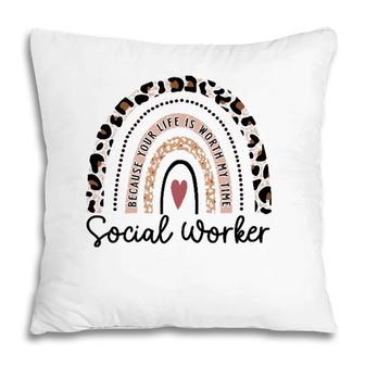 Leopard Rainbow Social Worker Funny Social Worker Christmas Pillow | Mazezy