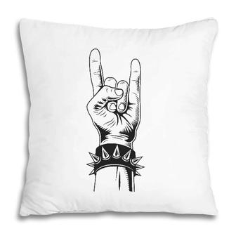 Lets Rock Devil Salute French Fries Fork Metal Hand & Roll Pillow | Mazezy
