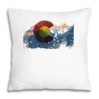Love Vintage Colorado Flag Mountains Gift Design Idea Pillow | Mazezy
