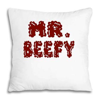 Mens Mr Beefy- Funny Graphic Art Pillow | Mazezy