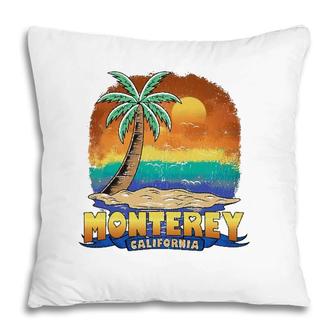 Monterey California Vintage Distressed Souvenir Pillow | Mazezy