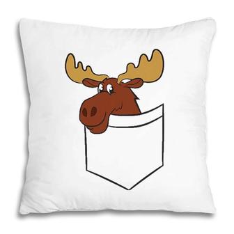 Moose In A Pocket Elk Cute Canadian Moose In Pocket Pillow | Mazezy