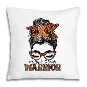 Multiple Sclerosis Ms Warrior Messy Bun Leopard Pillow | Mazezy