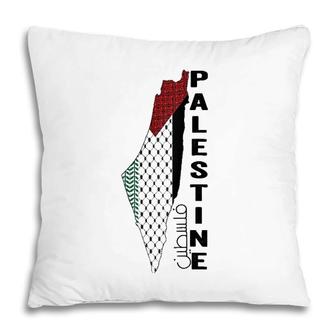 Palestinian Map Keffiyeh Thobe Patterns Palestine In Arabic Raglan Baseball Tee Pillow | Mazezy