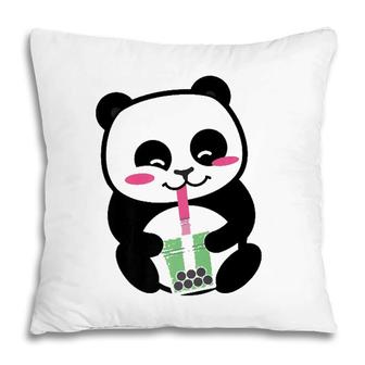Panda Sipping Bubble Tea Cute Animal Inspired Anime Pillow | Mazezy