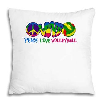 Peace Love Volleyball-Retro Stryle Volleyball Apparel Gifts Pillow | Mazezy