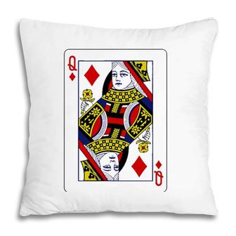 Queen Of Diamonds Playing Cards Pillow | Mazezy