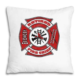 Retired Fire Chief Retirement Gift Red Maltese Cross Pillow | Mazezy