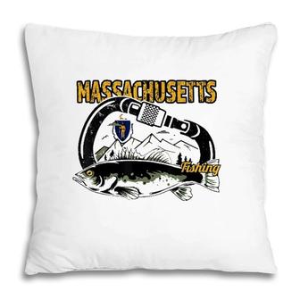 Retro Carabiner Massachusetts Fishing Pillow | Mazezy