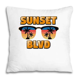 Retro Vintage California Sunset Boulevard Los Angeles La Tee Pillow | Mazezy