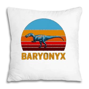 Retro Vintage Style Sunset Baryonyx Pillow | Mazezy