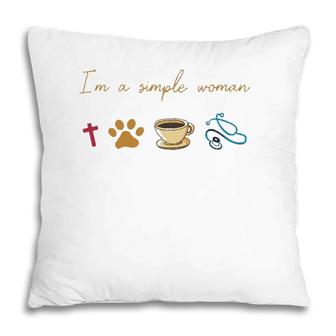 Simple Woman Jesus Dog Coffee Stethoscope Nurse Pillow