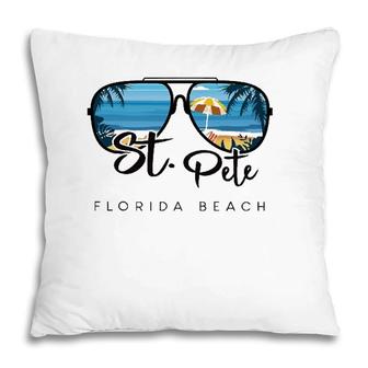 St Pete Beach Florida Palm Tree Sunglasses Souvenir Pillow | Mazezy