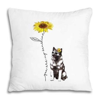 Sunflower And Norwegian Elkhound Pillow | Mazezy