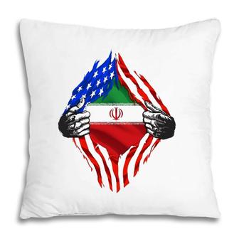 Super Iranian Heritage Iran Roots Usa Flag Pillow | Mazezy