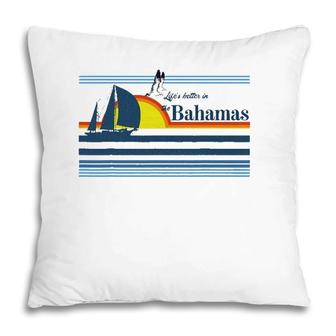 The Bahamas Beach Retro 70S 80S 90S Sailing Boat Sunset Surf Pillow | Mazezy