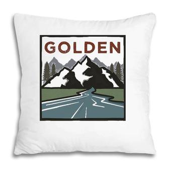 Vintage Golden Colorado Illustration Retro Golden Pillow | Mazezy