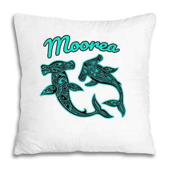Womens Moorea Tribal Shark Graphic V-Neck Pillow | Mazezy