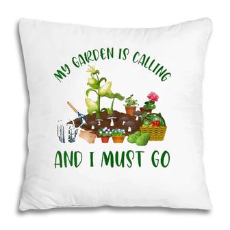 Womens My Garden Is Calling And I Must Go Funny Gardener Gardening V-Neck Pillow | Mazezy