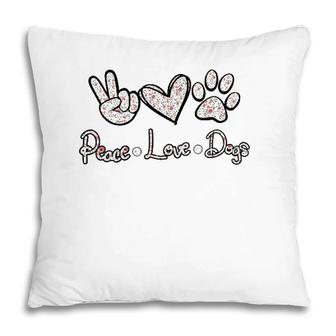 Womens Peace Love Dogs Flowers Lover Puppy Paw Dog Funny Dog Lover V-Neck Pillow | Mazezy