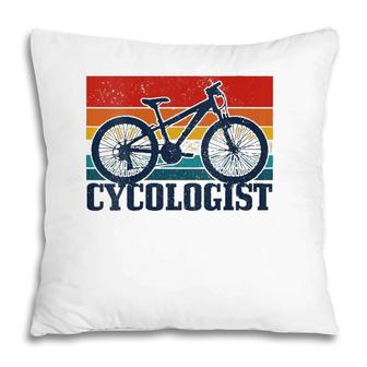 Womens Vintage Cycologist Mountain Bike Mtb Cycling Funny Gift V-Neck Pillow | Mazezy